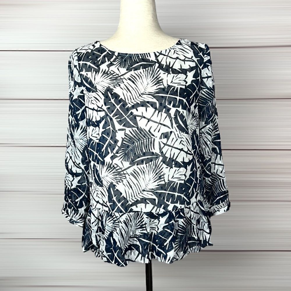 Brooks Brothers “346” Chiffon Floral Top Blouse Peplum 3/4 sleeves